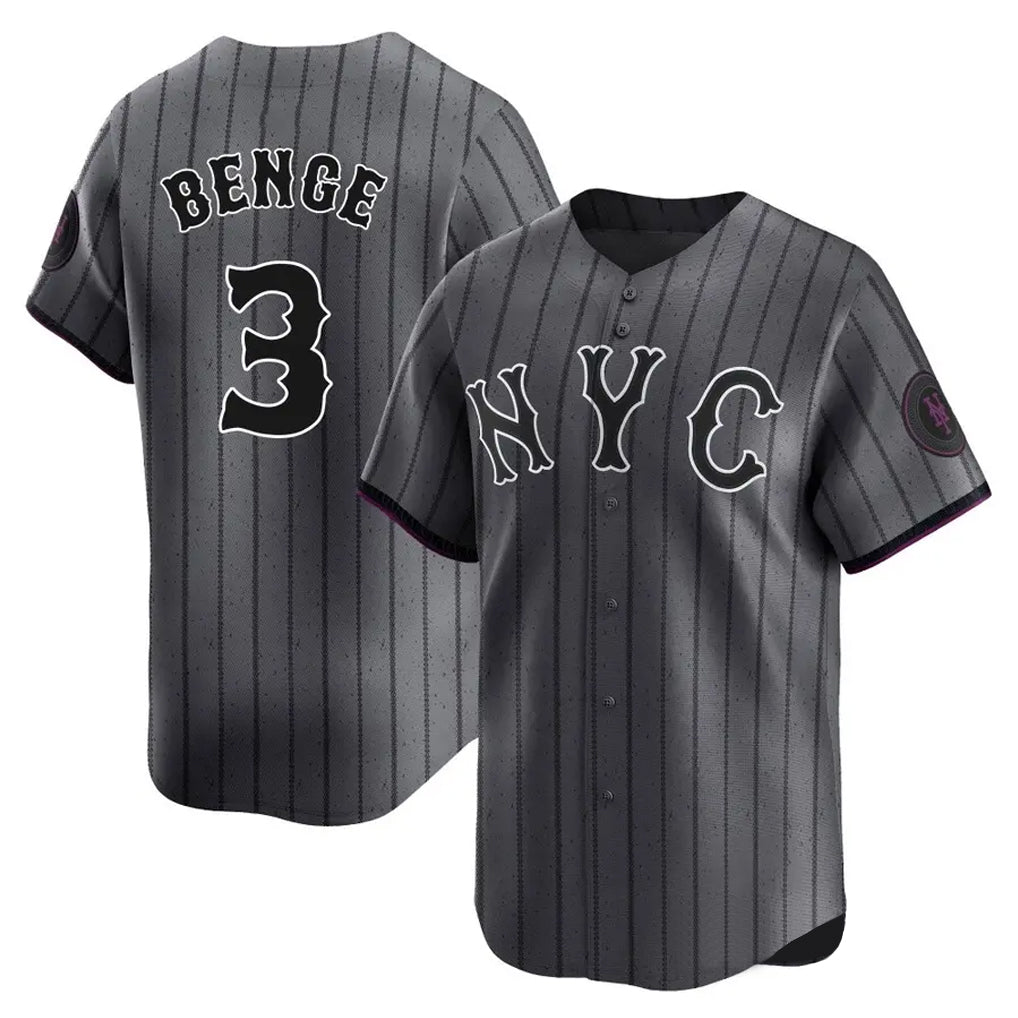 Blackjersey NY.Mets #3 Carson Benge Player Gray City Connect Limited Stitched Jerseys