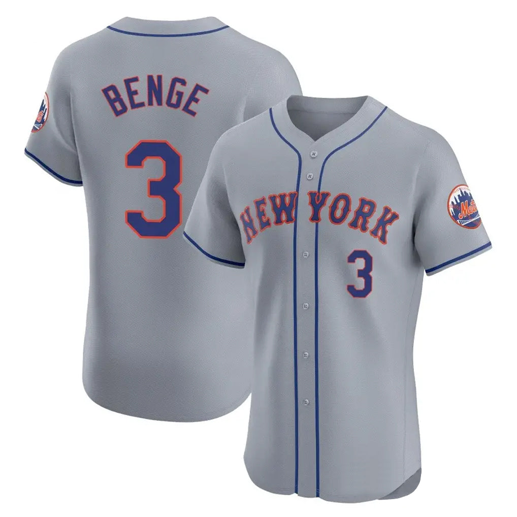 Blackjersey NY.Mets #3 Carson Benge Player Gray Road Limited Elite Home Stitched Jerseys