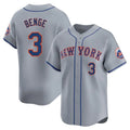 Blackjersey NY.Mets #3 Carson Benge Player Gray Road Limited Home Stitched Jerseys