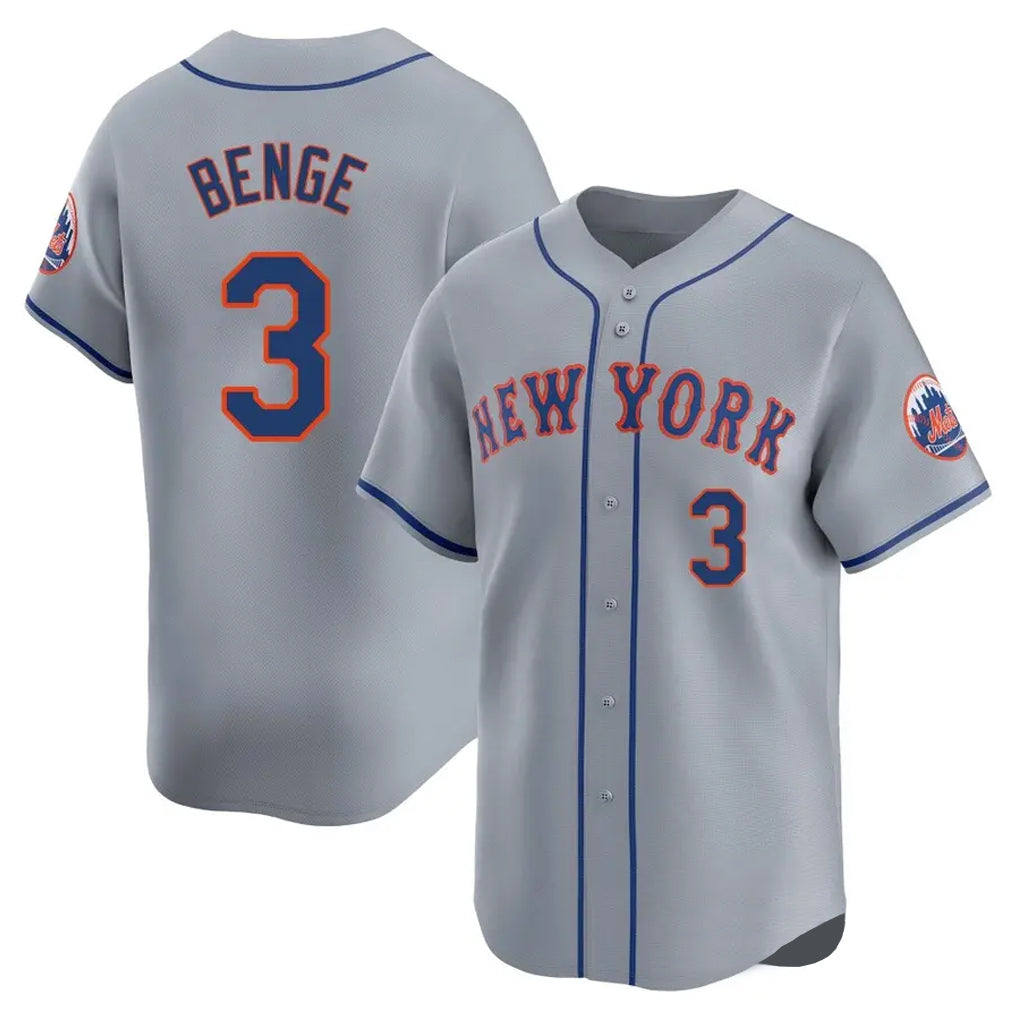 Blackjersey NY.Mets #3 Carson Benge Player Gray Road Limited Home Stitched Jerseys