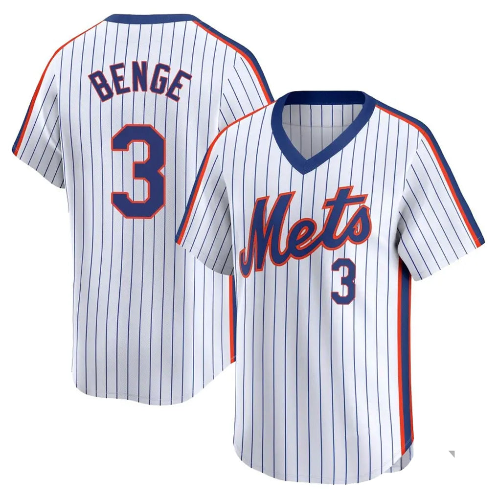Blackjersey NY.Mets #3 Carson Benge Player White Cooperstown Collection T-shirt Game Stitched Jerseys