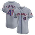 Blackjersey NY.Mets #41 Tom Seaver Player Gray Road Limited Elite Home Stitched Jerseys