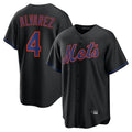 Blackjersey NY.Mets #4 Francisco Alvarez Player Black Alternate Home Game Stitched Jerseys