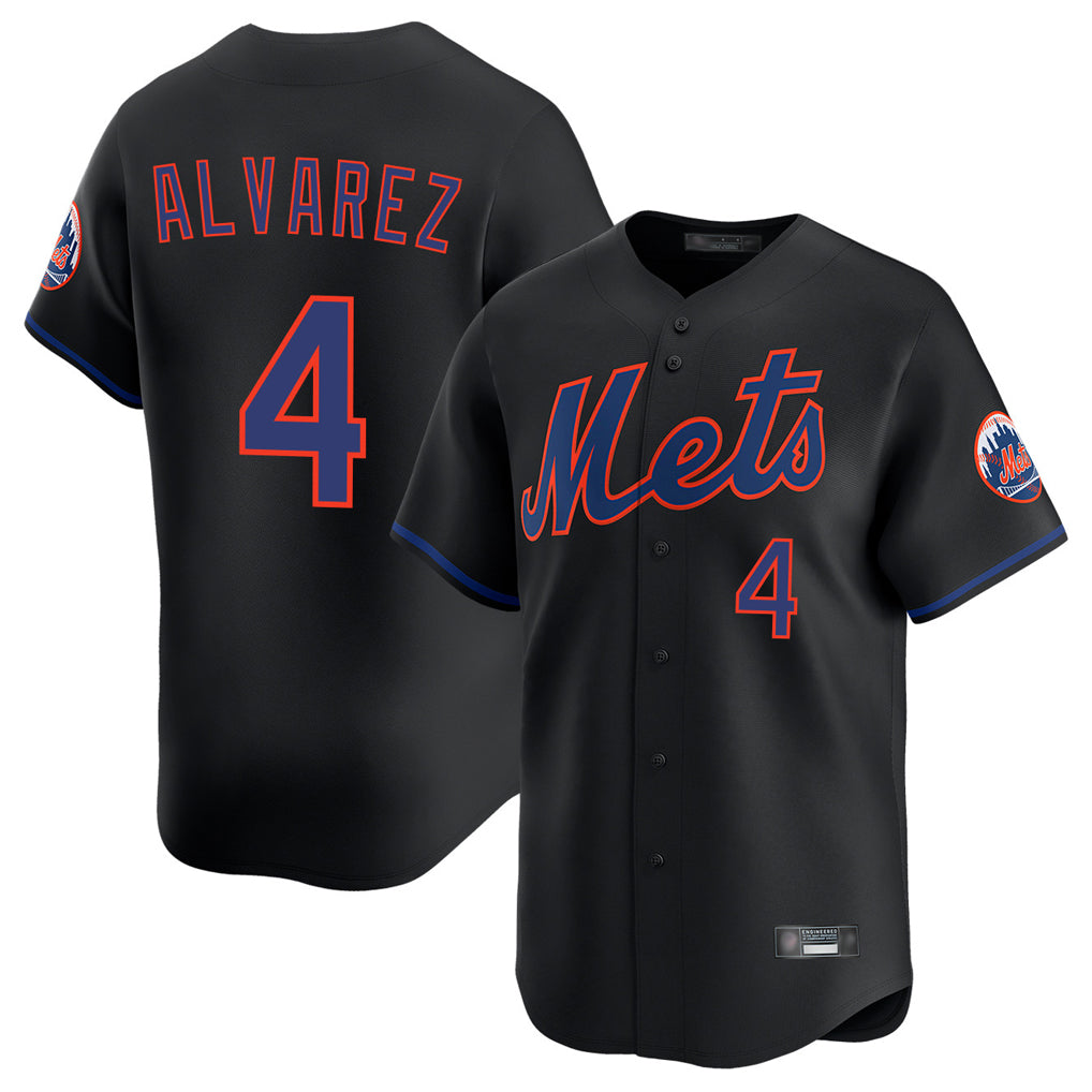 Blackjersey NY.Mets #4 Francisco Alvarez Player Black Alternate Home Limited Stitched Jerseys