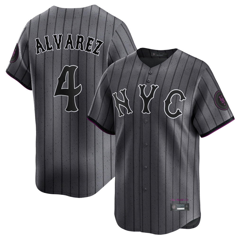 Blackjersey NY.Mets #4 Francisco Alvarez Player Gray City Connect Limited Stitched Jerseys
