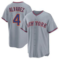 Blackjersey NY.Mets #4 Francisco Alvarez Player Gray Road Home Game Stitched Jerseys