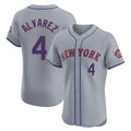Blackjersey NY.Mets #4 Francisco Alvarez Player Gray Road Limited Elite Home Stitched Jerseys