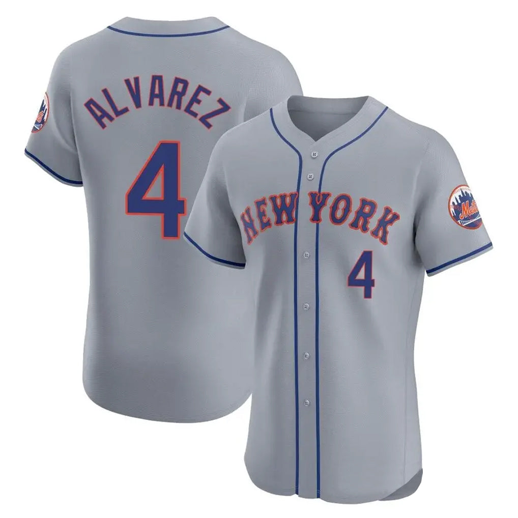 Blackjersey NY.Mets #4 Francisco Alvarez Player Gray Road Limited Elite Home Stitched Jerseys
