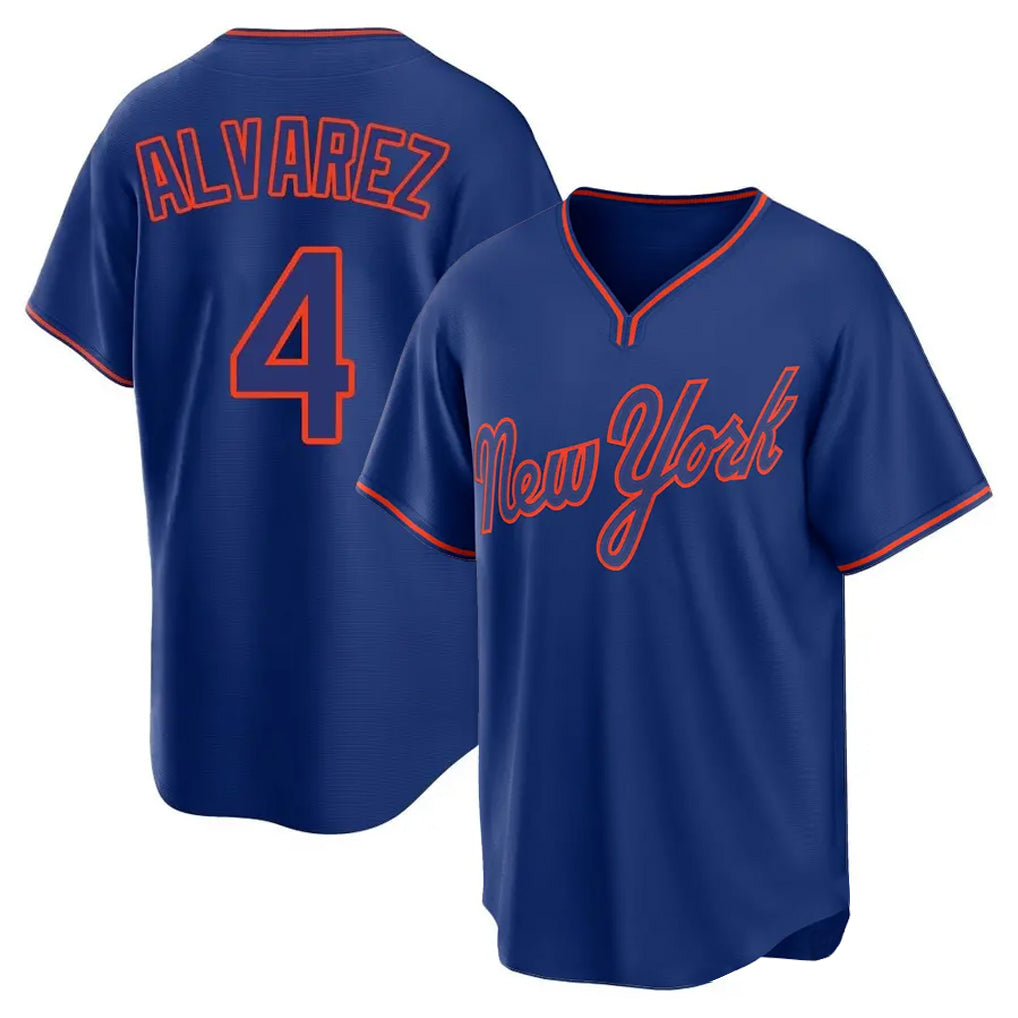 Blackjersey NY.Mets #4 Francisco Alvarez Player Royal T-shirt Home Game Stitched Jerseys