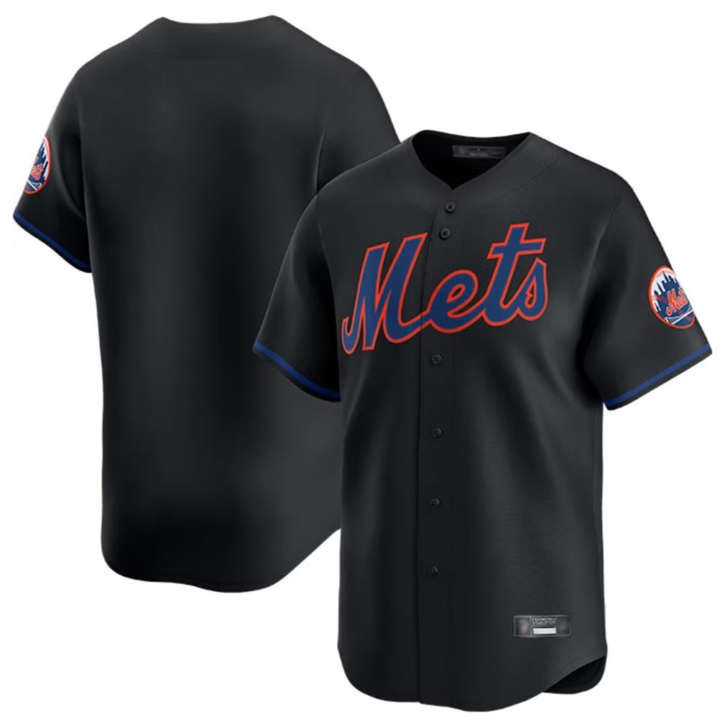 Blackjersey NY.Mets Blank Player Black Home Game Stitched Jerseys