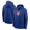 Blackjersey NY.Mets Blank Player Royal Logo Club Fleece Hoodie Home Stitched Jerseys