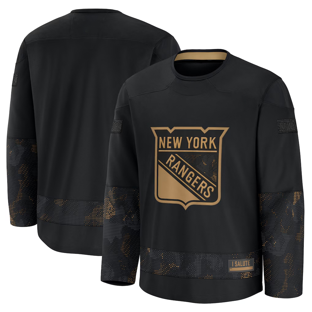 Blackjersey NY.Rangers Black 2024 Military Appreciation Practice Jerseys