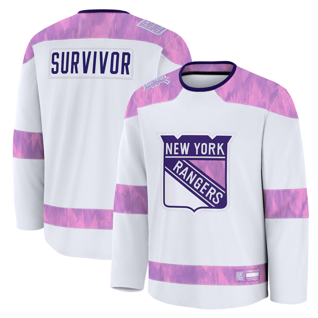 Blackjersey NY.Rangers White Hockey Fights Cancer Survivor Practice Jerseys