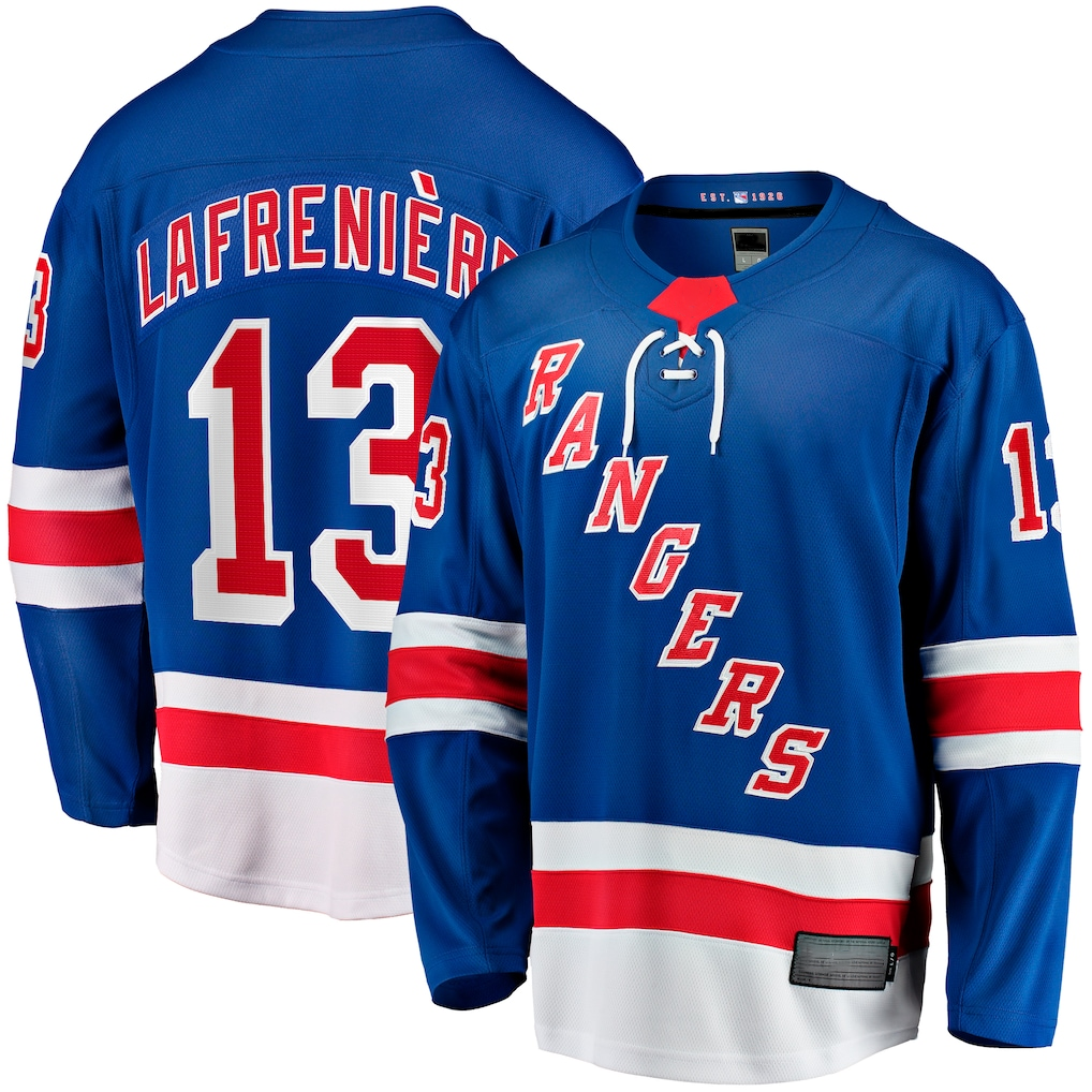 Blackjersey NY.Rangers #13 Alexis Lafreniere Blue Home Breakaway Jerseys