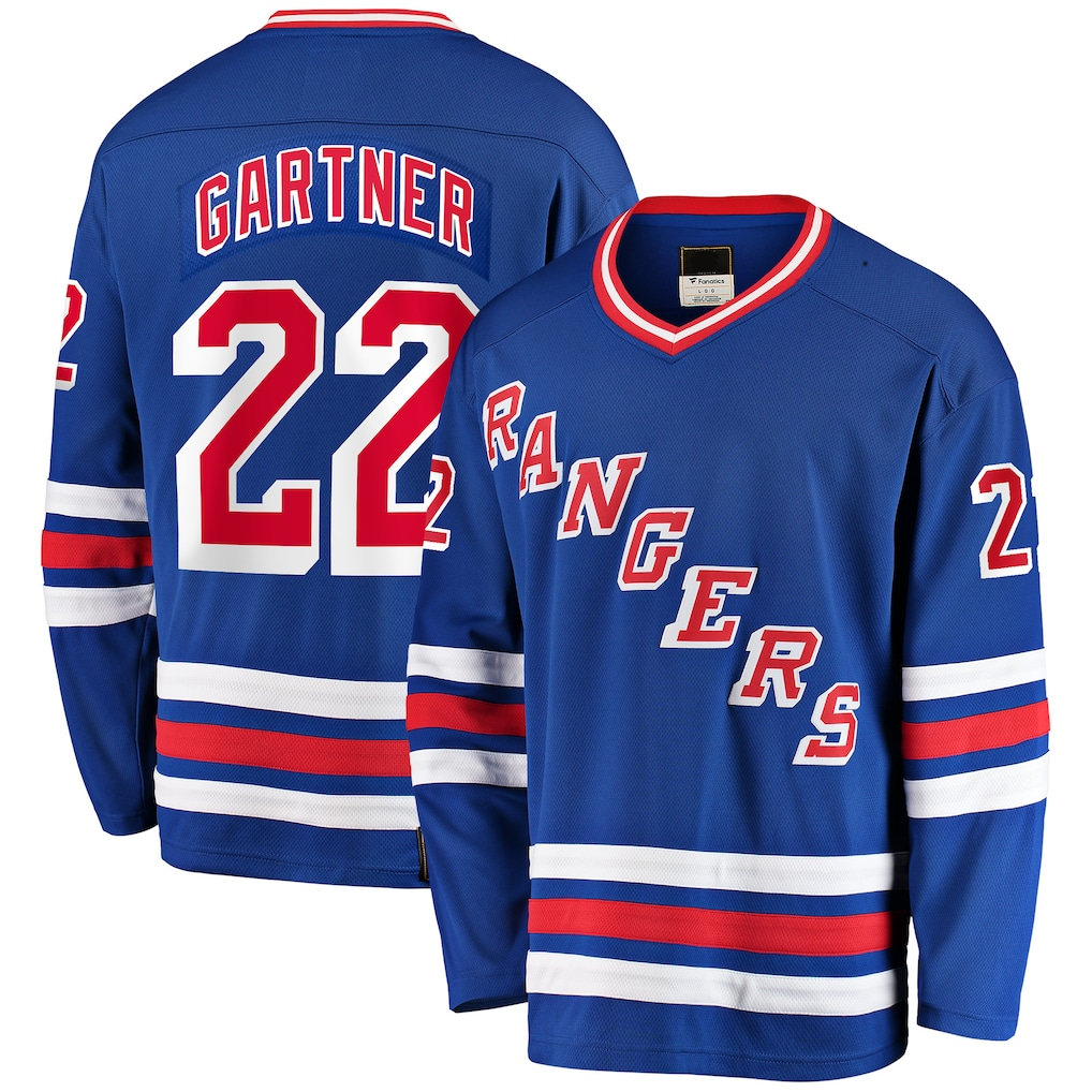 Blackjersey NY.Rangers #22 Mike Gartner Blue Home Breakaway Jerseys