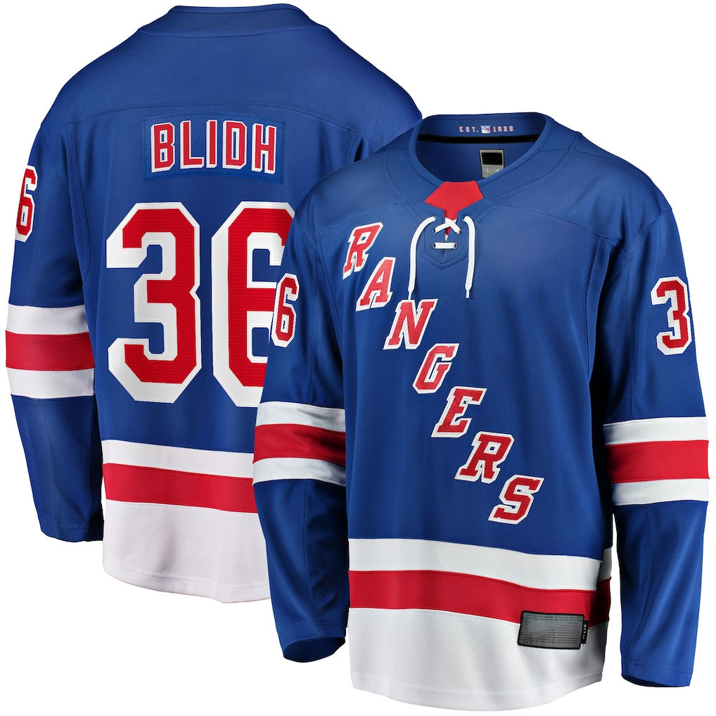 Blackjersey NY.Rangers #36 Anton Blidh Blue Home Breakaway Jerseys
