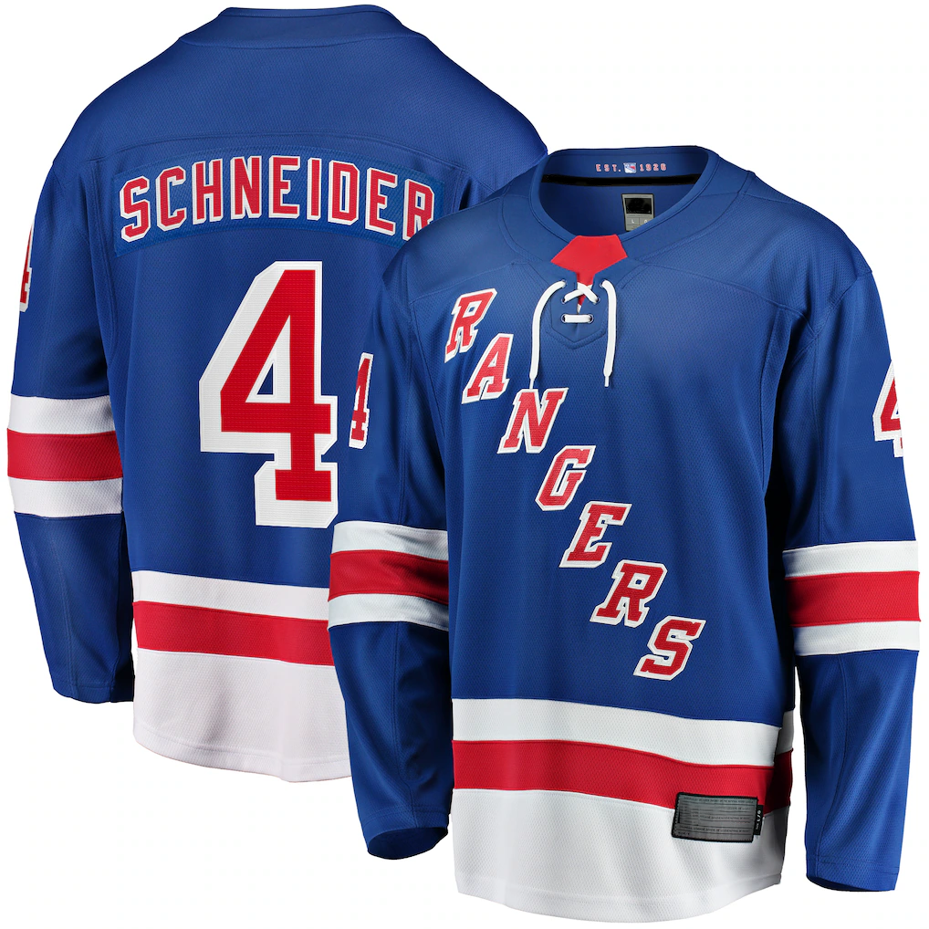 Blackjersey NY.Rangers #4 Braden Schneider Blue Home Premier Breakaway Jerseys