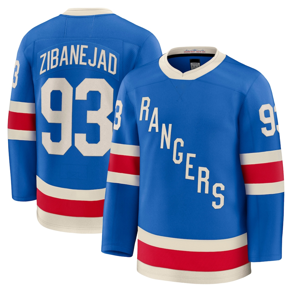 Blackjersey NY.Rangers #93 Mika Zibanejad Blue Centennial Premium Jerseys