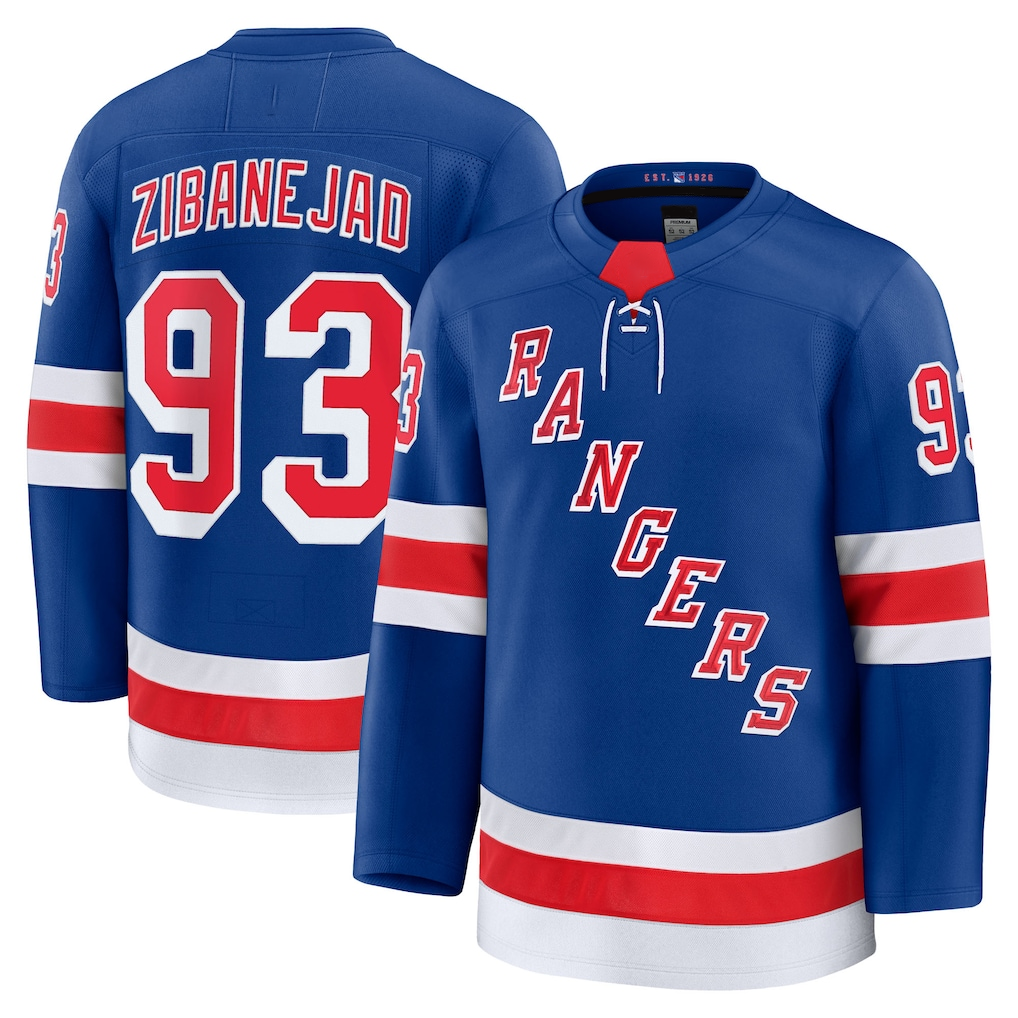 Blackjersey NY.Rangers #93 Mika Zibanejad Blue Home Premium Jerseys