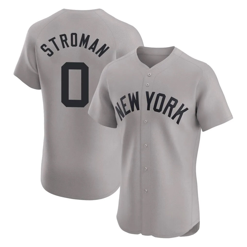 Blackjersey NY.Yankees #0 Marcus Stroman Player Gray Limited Elite Home Stitched Jerseys