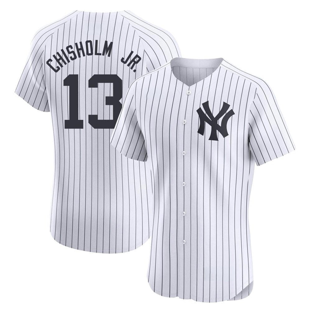 Blackjersey NY.Yankees #13 Jazz Chisholm Jr Player White Limited Elite Home Stitched Jerseys