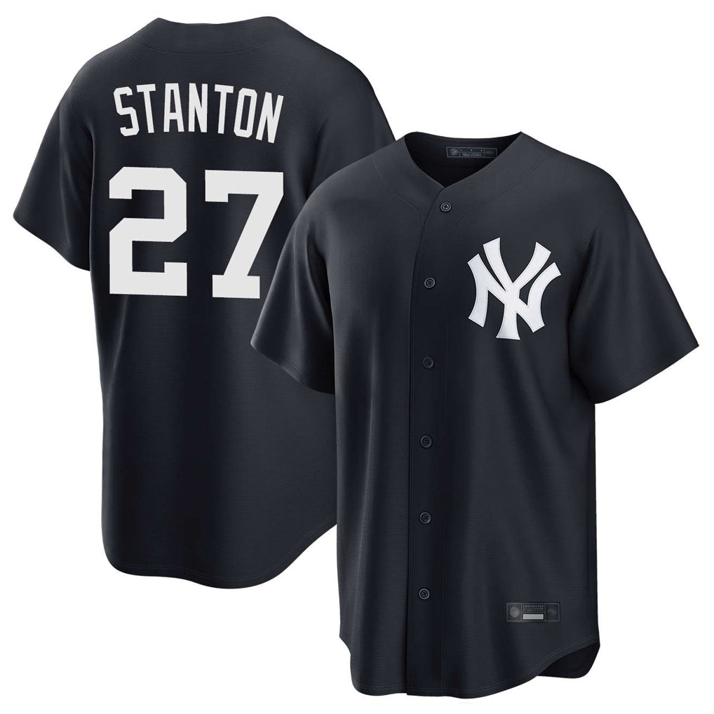 Blackjersey NY.Yankees #27 Giancarlo Stanton Player Navy Game Stitched Jerseys