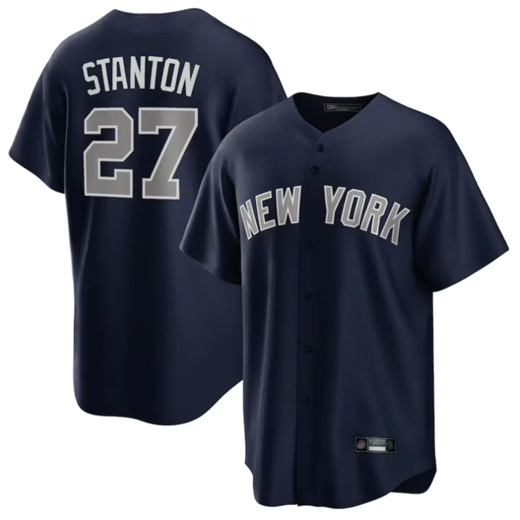 Blackjersey NY.Yankees #27 Giancarlo Stanton Player Navy Replica Game Stitched Jerseys