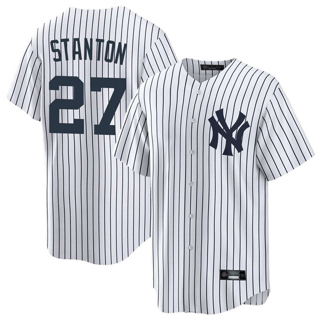 Blackjersey NY.Yankees #27 Giancarlo Stanton Player White Game Home Stitched Jerseys