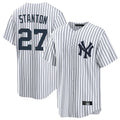 Blackjersey NY.Yankees #27 Giancarlo Stanton Player White Game Home Stitched Jerseys