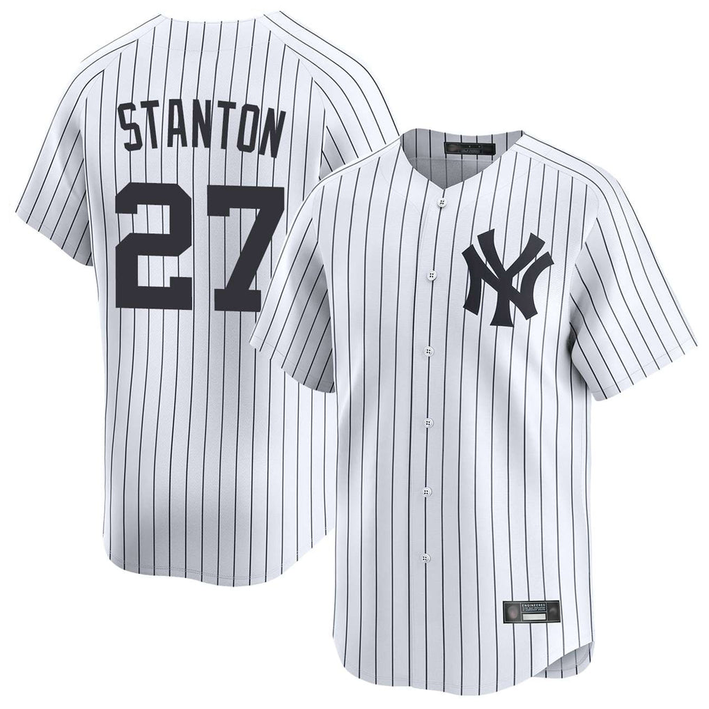 Blackjersey NY.Yankees #27 Giancarlo Stanton Player White Limited Home Stitched Jerseys