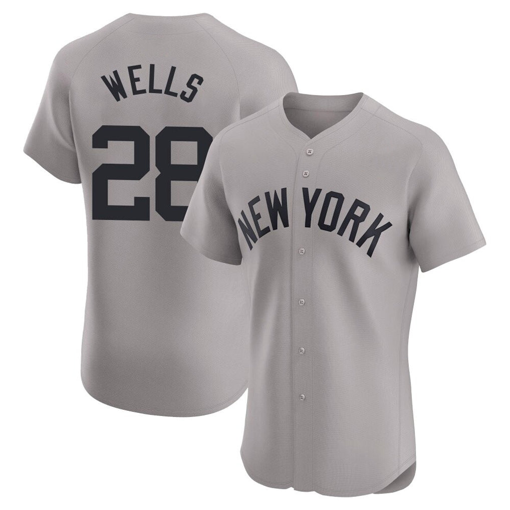Blackjersey NY.Yankees #28 Austin Wells Player Gray Limited Elite Home Stitched Jerseys