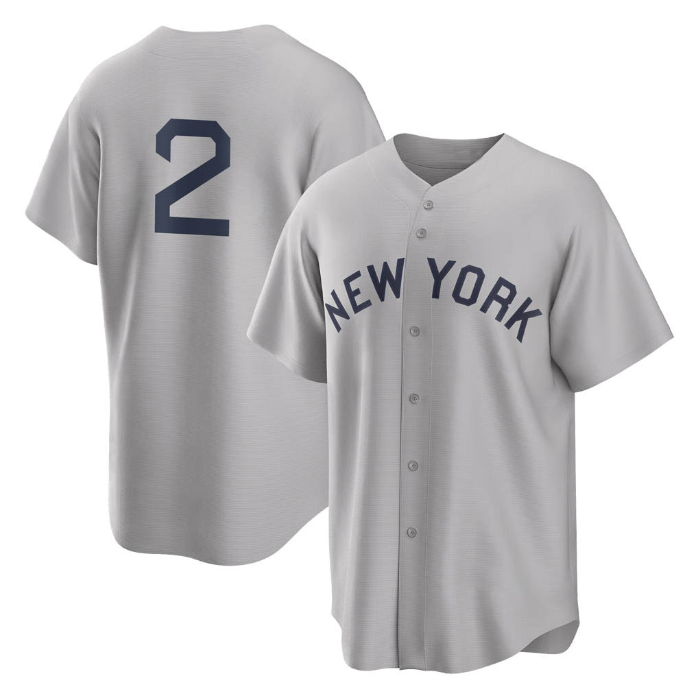 Blackjersey NY.Yankees #2 Derek Jeter Player Gray Field of Dreams Game Stitched Jerseys
