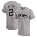 Blackjersey NY.Yankees #2 Derek Jeter Player Gray Limited Elite Home Stitched Jerseys