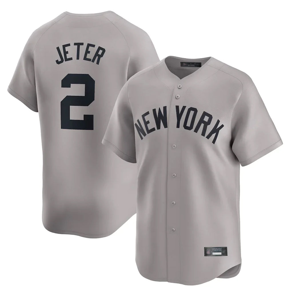 Blackjersey NY.Yankees #2 Derek Jeter Player Gray Limited Home Stitched Jerseys