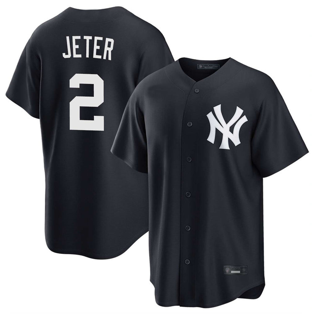 Blackjersey NY.Yankees #2 Derek Jeter Player Navy Game Stitched Jerseys