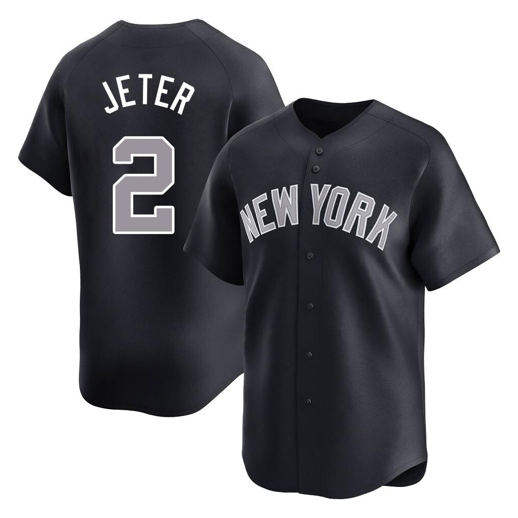 Blackjersey NY.Yankees #2 Derek Jeter Player Navy Limited Game Stitched Jerseys