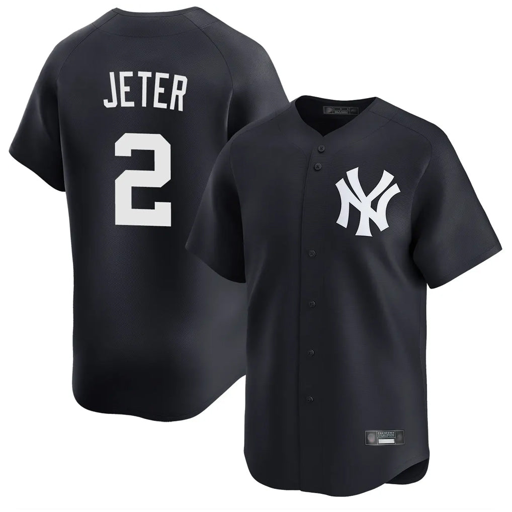 Blackjersey NY.Yankees #2 Derek Jeter Player Navy Limited Home Stitched Jerseys