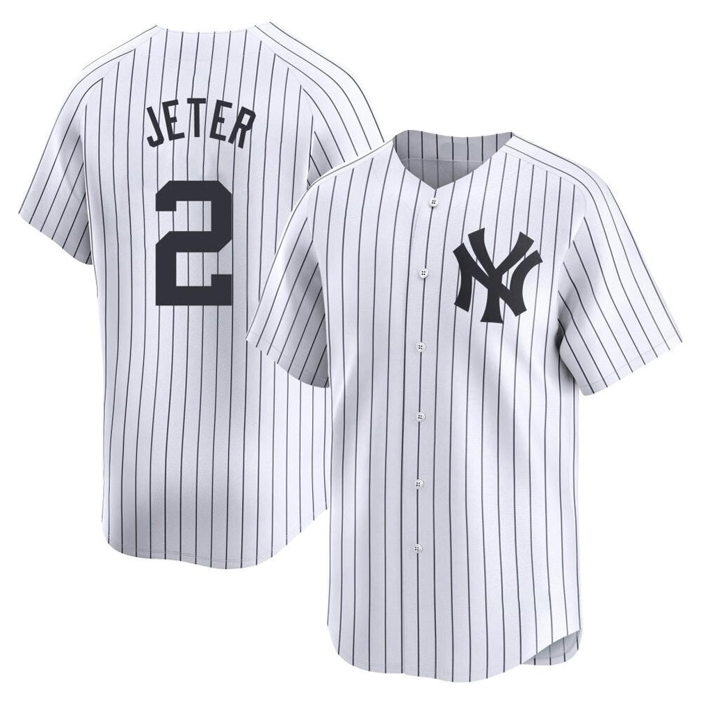 Blackjersey NY.Yankees #2 Derek Jeter Player White Limited Home Stitched Jerseys