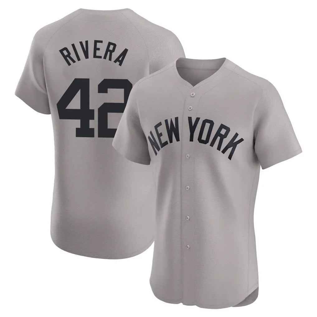 Blackjersey NY.Yankees #42 Mariano Rivera Player Gray Limited Elite Home Stitched Jerseys