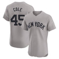 Blackjersey NY.Yankees #45 Gerrit Cole Player Gray Limited Elite Home Stitched Jerseys