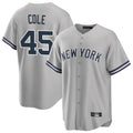 Blackjersey NY.Yankees #45 Gerrit Cole Player Gray Road Game Stitched Jerseys