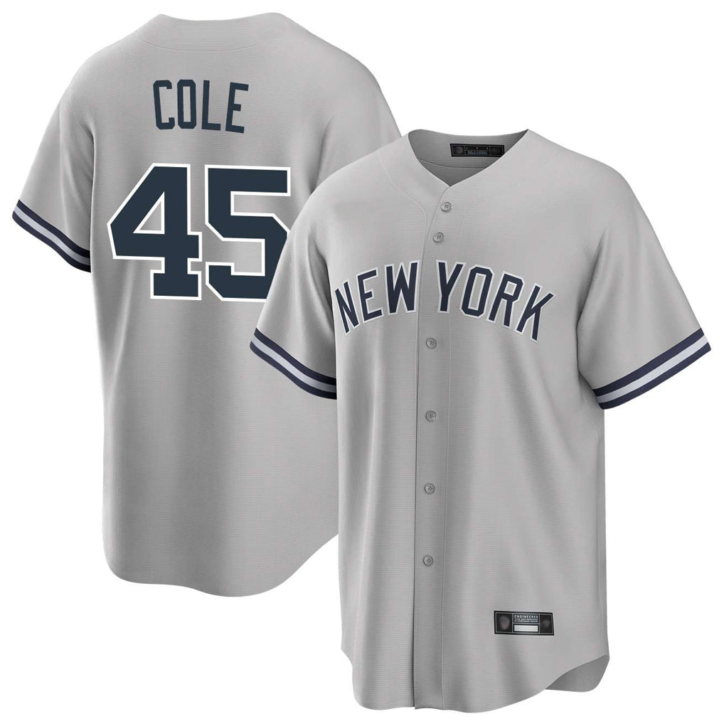 Blackjersey NY.Yankees #45 Gerrit Cole Player Gray Road Game Stitched Jerseys