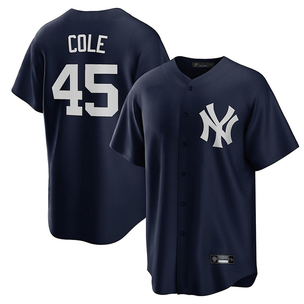 Blackjersey NY.Yankees #45 Gerrit Cole Player Navy Game Home Stitched Jerseys