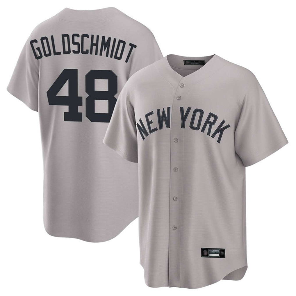 Blackjersey NY.Yankees #48 Paul Goldschmidt Player Gray Game Home Stitched Jerseys