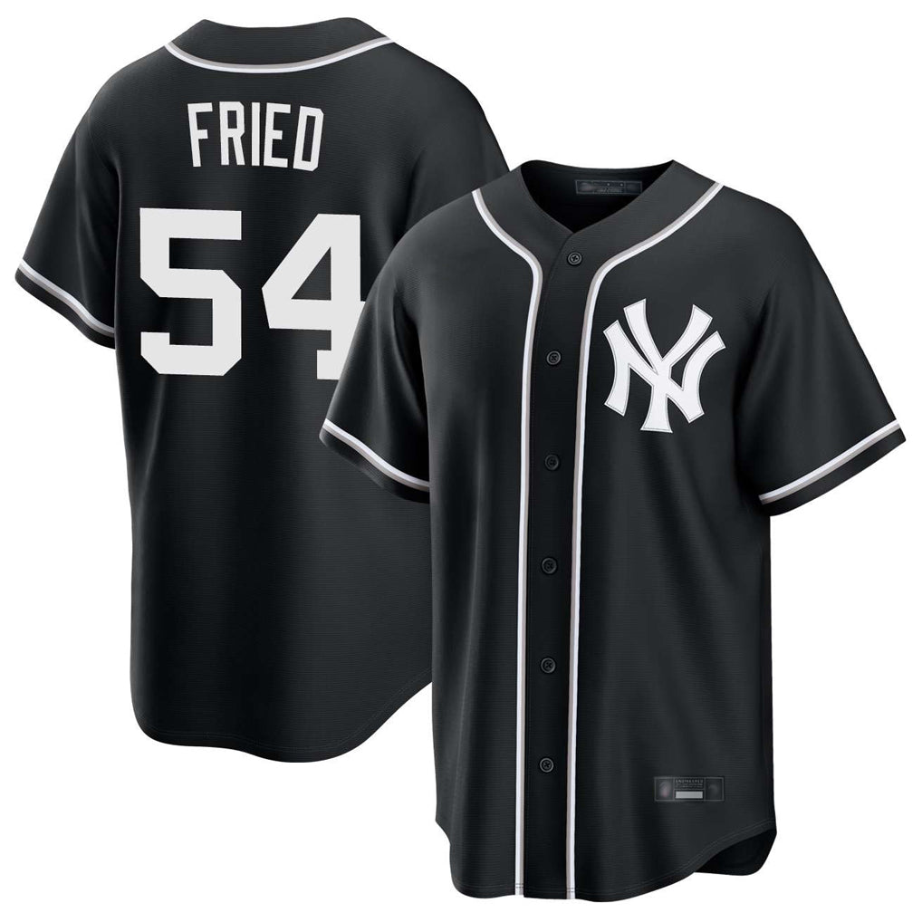 Blackjersey NY.Yankees #54 Max Fried Player Black Out Game Stitched Jerseys