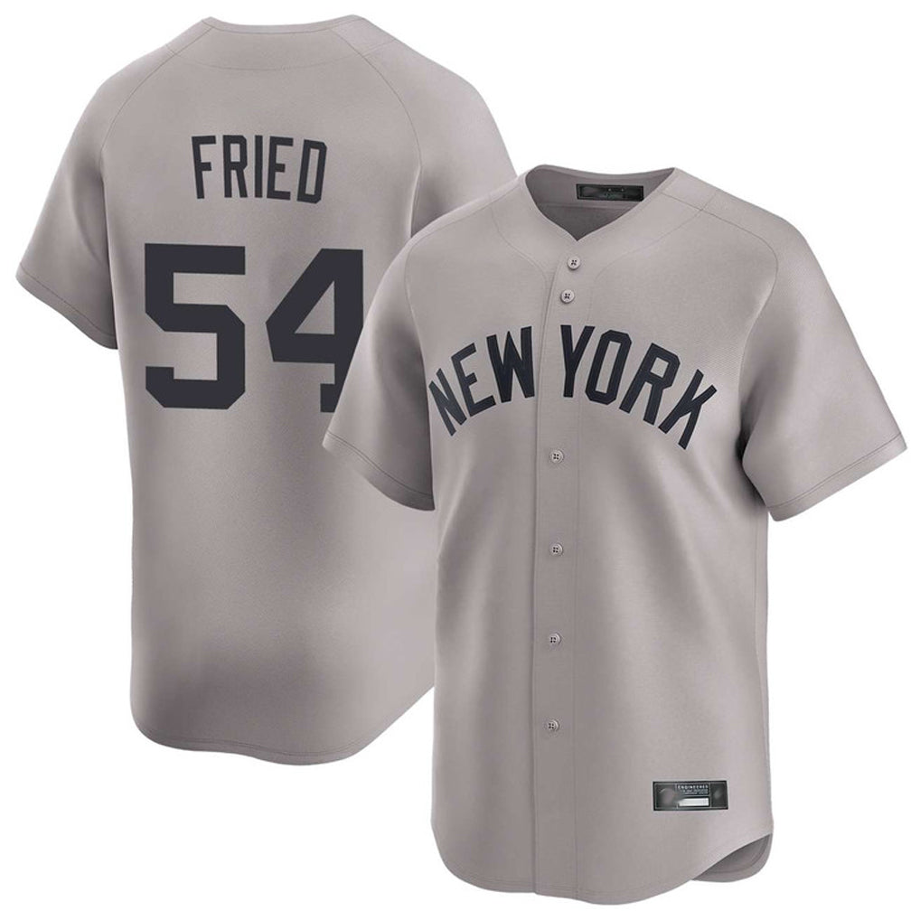 Blackjersey NY.Yankees #54 Max Fried Player Gray Limited Home Stitched Jerseys