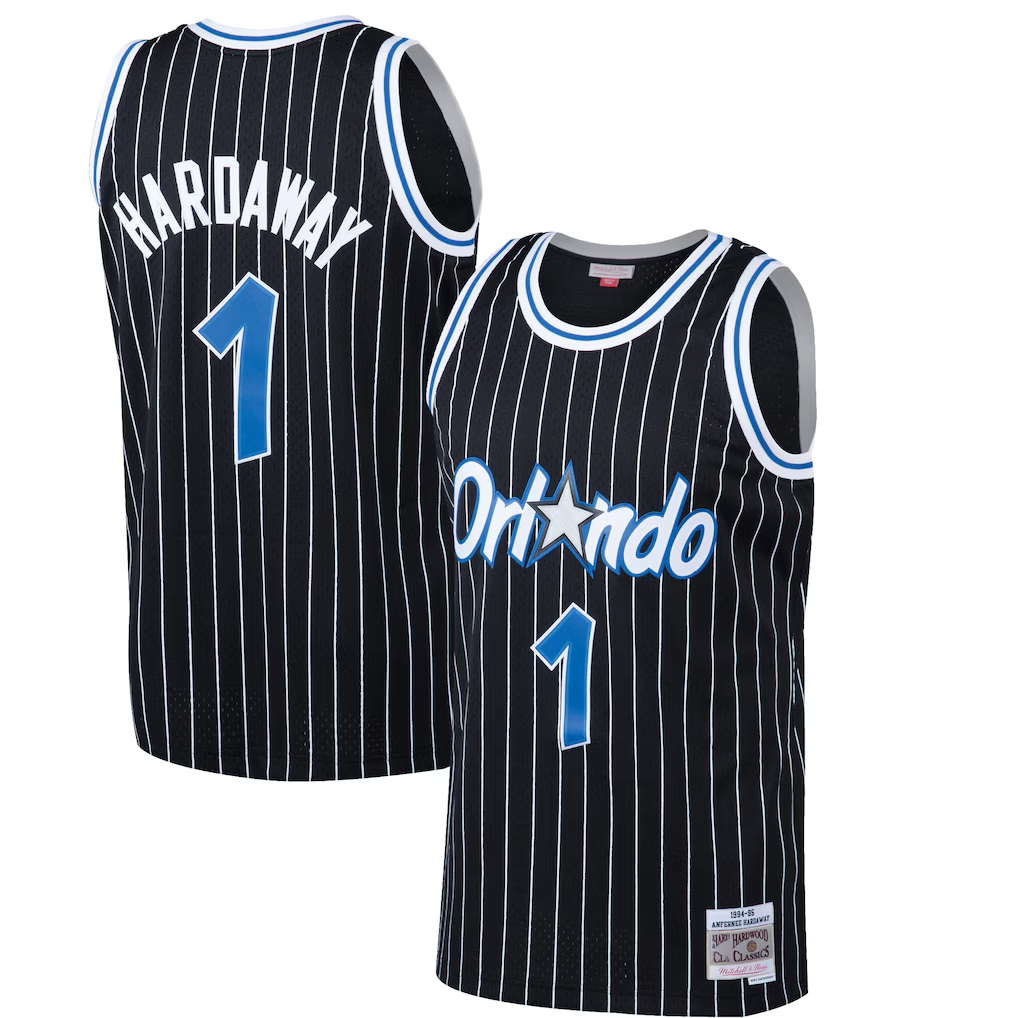 Blackjersey O.Magic #1 Penny Hardaway Mitchell & Ness Black Hardwood Classics Swingman Jerseys