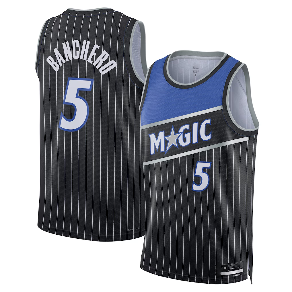 Blackjersey O.Magic #5 Paolo Banchero Black Swingman Jerseys - Statement Edition