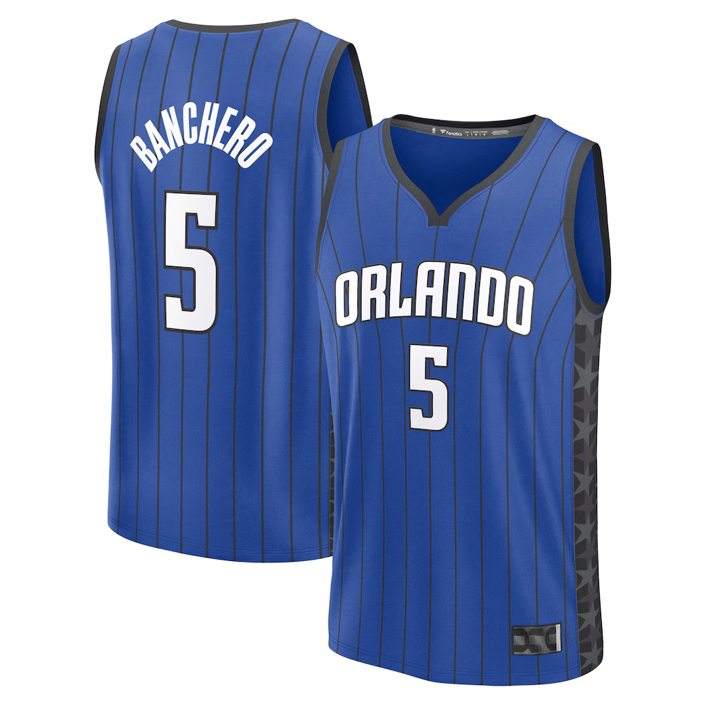 Blackjersey O.Magic #5 Paolo Banchero  Blue Fast Break Replica Player Jerseys - Statement Edition