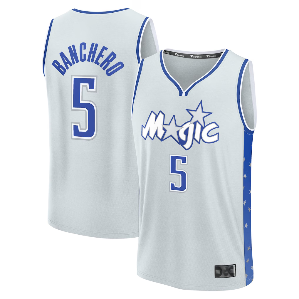 Blackjersey O.Magic #5 Paolo Banchero Silver 202526 City Edition Fast Break Jerseys